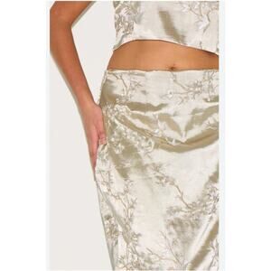 VINTAGE-INSPIRED Custom Satin Pencil Skirt – Oriental Tree Knee Length – 14 Plus